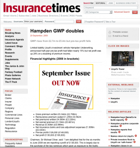 Insurance Times, 29 September 2009